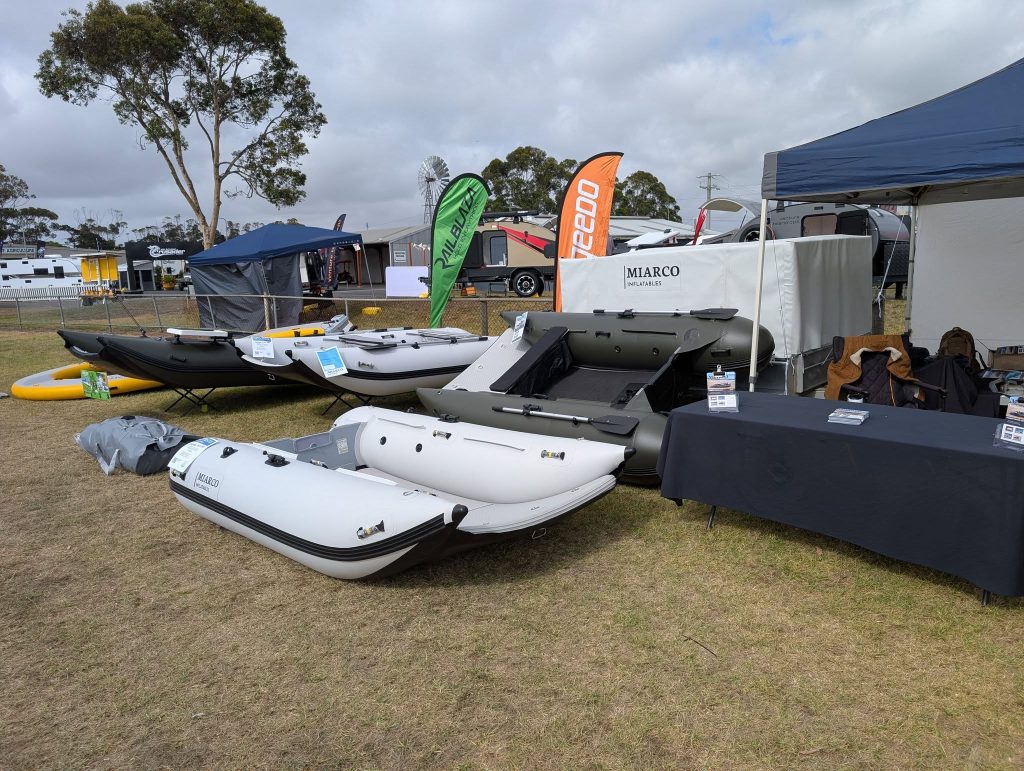 MIARCO inflatable boats on display at outdoor boating and camping show